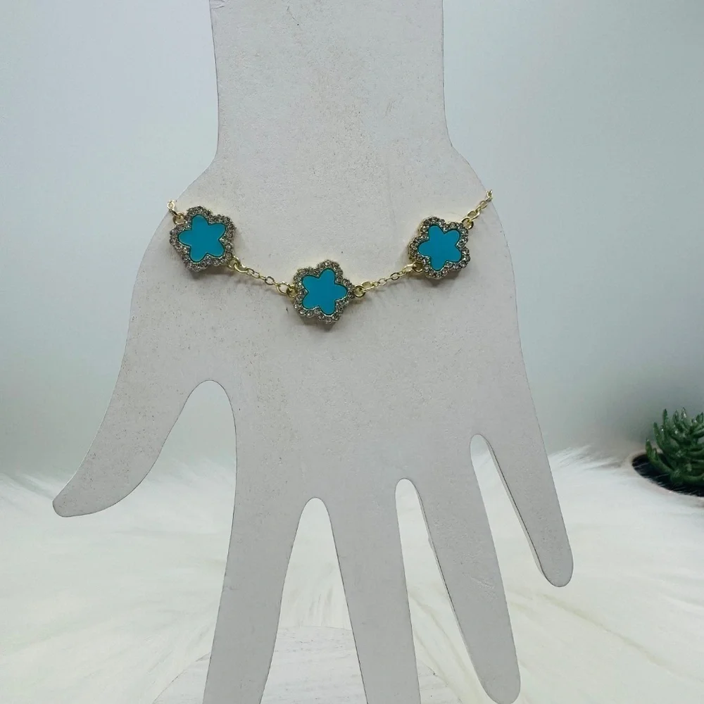 Camille Flower Bracelet in Blue